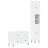 2 Piece Bathroom Cabinet Set BREDA White Engineered Wood