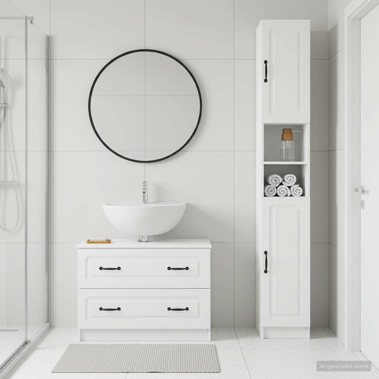 2 Piece Bathroom Cabinet Set UTRECHT White Engineered Wood