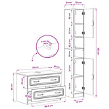 2 Piece Bathroom Cabinet Set UTRECHT White Engineered Wood - Close-Up Angle