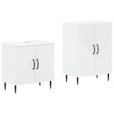 2 Piece Bathroom Cabinet Set HAARLEM White Engineered Wood