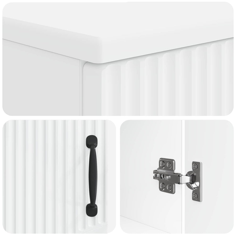 2 Piece Bathroom Cabinet Set HOORN White Engineered Wood