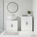 2 Piece Bathroom Cabinet Set HOORN White Engineered Wood