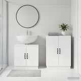 2 Piece Bathroom Cabinet Set HOORN White Engineered Wood