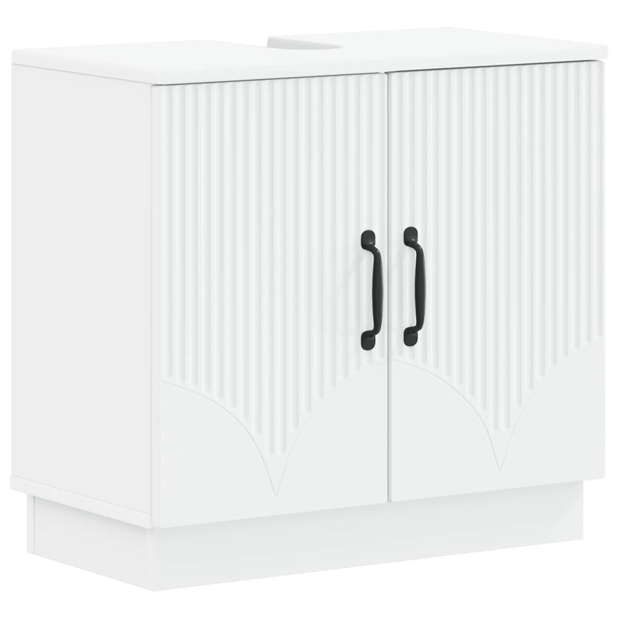 2 Piece Bathroom Cabinet Set HOORN White Engineered Wood