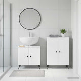 2 Piece Bathroom Cabinet Set BREDA White Engineered Wood