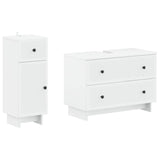 2 Piece Bathroom Cabinet Set EDE White Engineered Wood