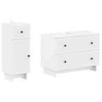 2 Piece Bathroom Cabinet Set EDE White Engineered Wood