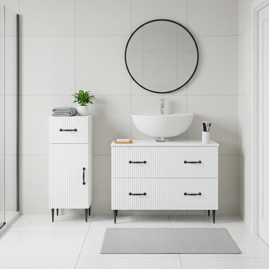 2 Piece Bathroom Cabinet Set HAARLEM White Engineered Wood