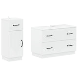 2 Piece Bathroom Cabinet Set HOORN White Engineered Wood