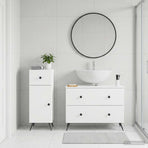 2 Piece Bathroom Cabinet Set BREDA White Engineered Wood