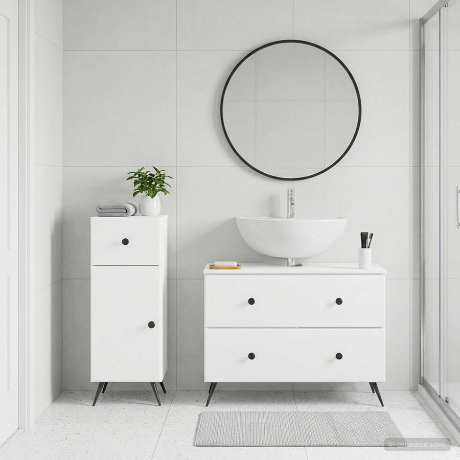 2 Piece Bathroom Cabinet Set BREDA White Engineered Wood