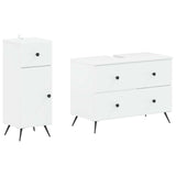 2 Piece Bathroom Cabinet Set BREDA White Engineered Wood