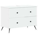 2 Piece Bathroom Cabinet Set BREDA White Engineered Wood - Front View