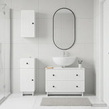 3 Piece Bathroom Cabinet Set EDE White Engineered Wood
