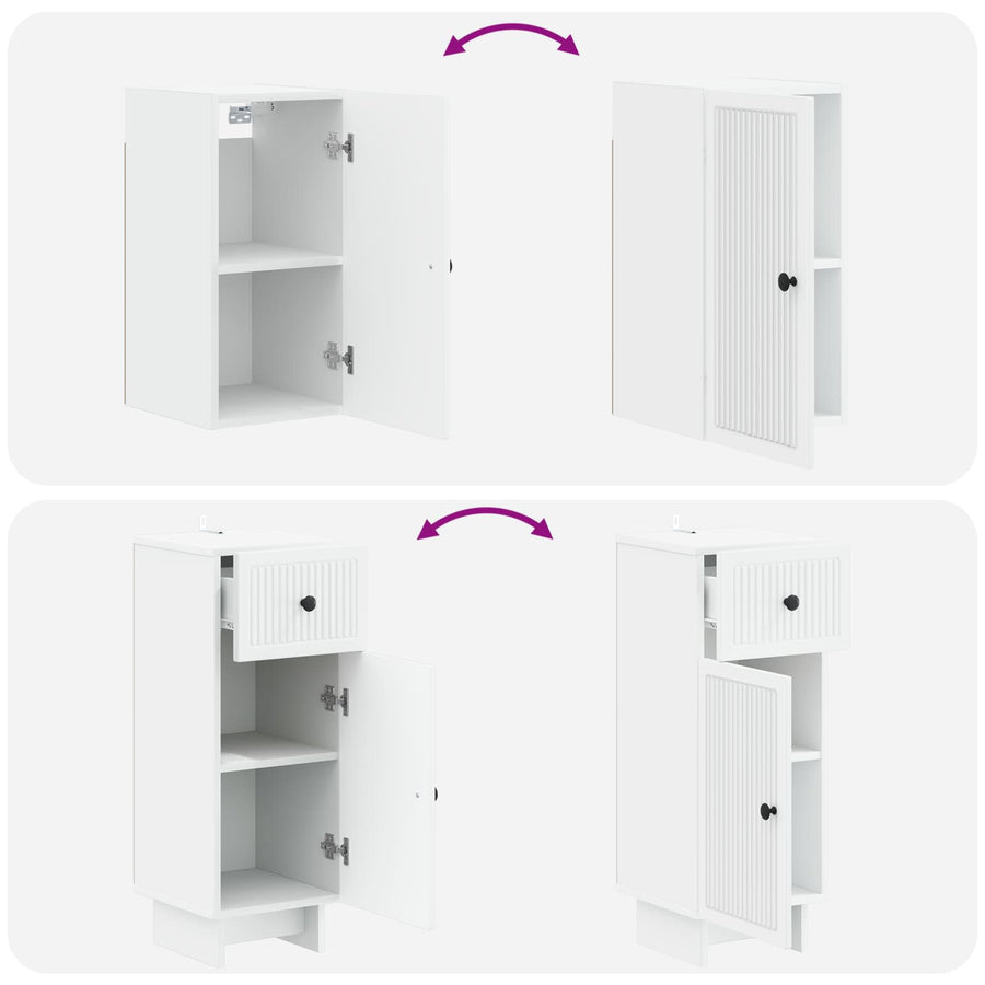 3 Piece Bathroom Cabinet Set EDE White Engineered Wood