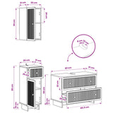 3 Piece Bathroom Cabinet Set EDE White Engineered Wood - Extra Image