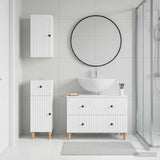3 Piece Bathroom Cabinet Set ALKMAAR White Engineered Wood