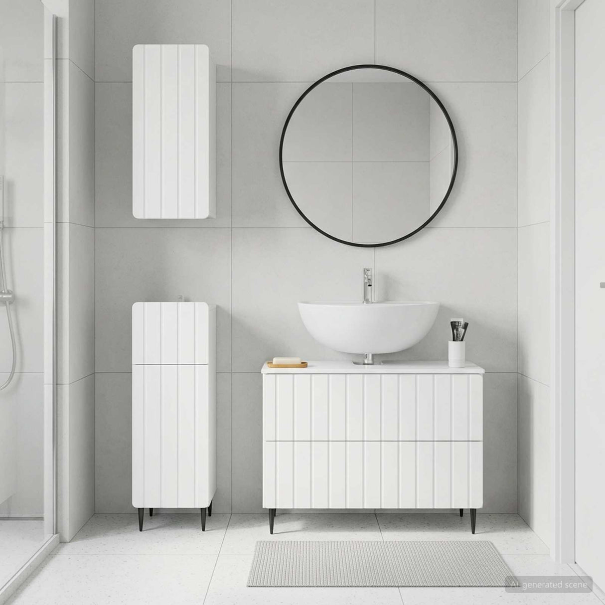 3 Piece Bathroom Cabinet Set ZWOLLE White Engineered Wood