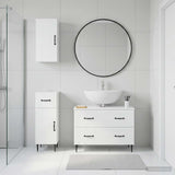 3 Piece Bathroom Cabinet Set HAARLEM White Engineered Wood