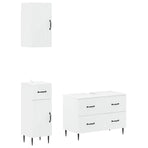 3 Piece Bathroom Cabinet Set HAARLEM White Engineered Wood