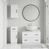 3 Piece Bathroom Cabinet Set HOORN White Engineered Wood
