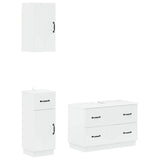 3 Piece Bathroom Cabinet Set HOORN White Engineered Wood