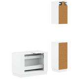 3 Piece Bathroom Cabinet Set HOORN White Engineered Wood - 45-Degree Angle