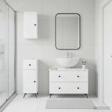 3 Piece Bathroom Cabinet Set BREDA White Engineered Wood
