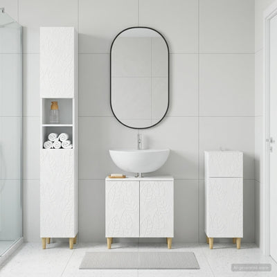 3 Piece Bathroom Cabinet Set DELFT White Engineered Wood
