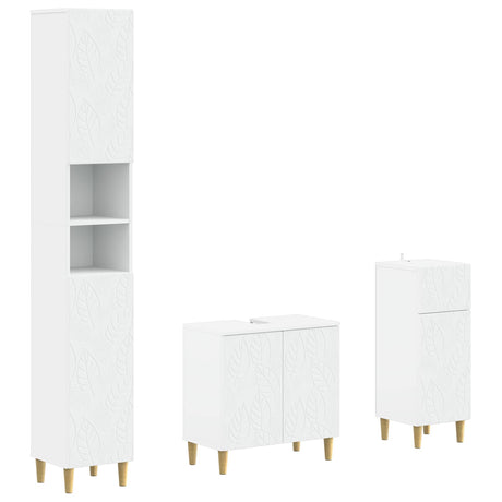 3 Piece Bathroom Cabinet Set DELFT White Engineered Wood, image 2