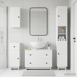 4 Piece Bathroom Cabinet Set EDE White Engineered Wood