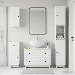 4 Piece Bathroom Cabinet Set EDE White Engineered Wood