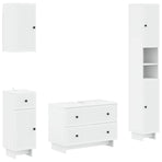 4 Piece Bathroom Cabinet Set EDE White Engineered Wood