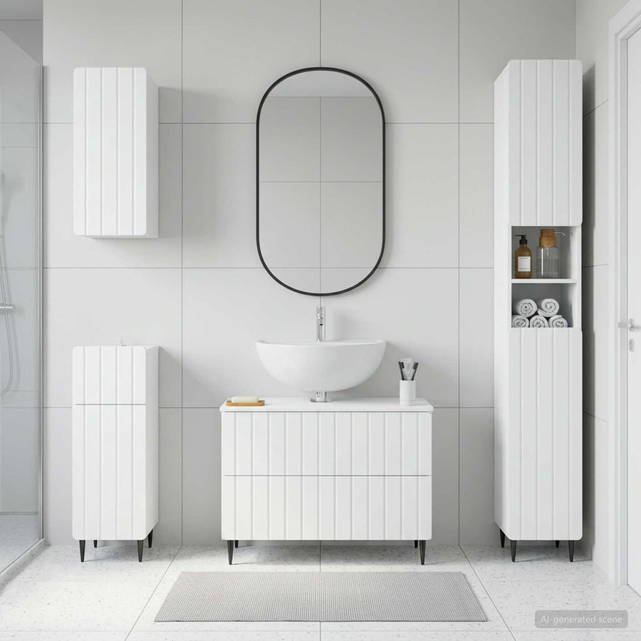 4 Piece Bathroom Cabinet Set ZWOLLE White Engineered Wood