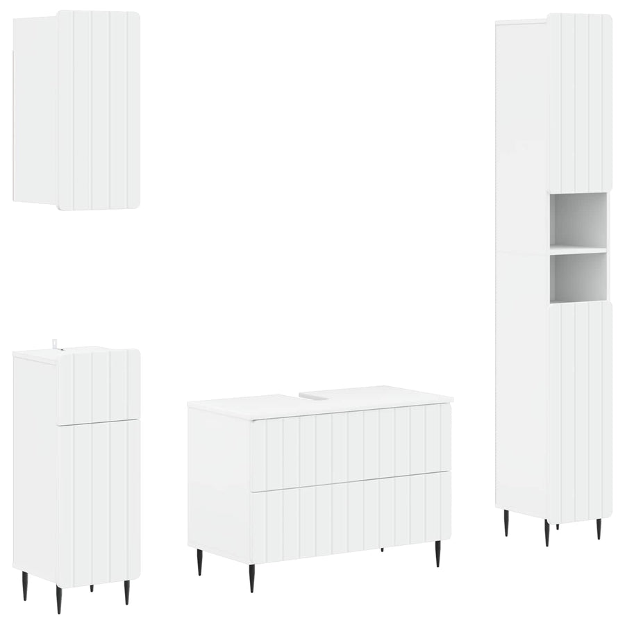4 Piece Bathroom Cabinet Set ZWOLLE White Engineered Wood