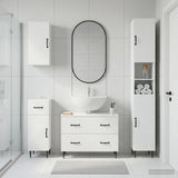 4 Piece Bathroom Cabinet Set HAARLEM White Engineered Wood