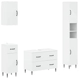 4 Piece Bathroom Cabinet Set HAARLEM White Engineered Wood
