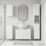 4 Piece Bathroom Cabinet Set DELFT White Engineered Wood