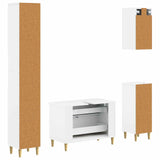 4 Piece Bathroom Cabinet Set DELFT White Engineered Wood - Rear View