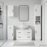 4 Piece Bathroom Cabinet Set HOORN White Engineered Wood