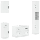 4 Piece Bathroom Cabinet Set HOORN White Engineered Wood
