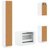 4 Piece Bathroom Cabinet Set HOORN White Engineered Wood - Rear View