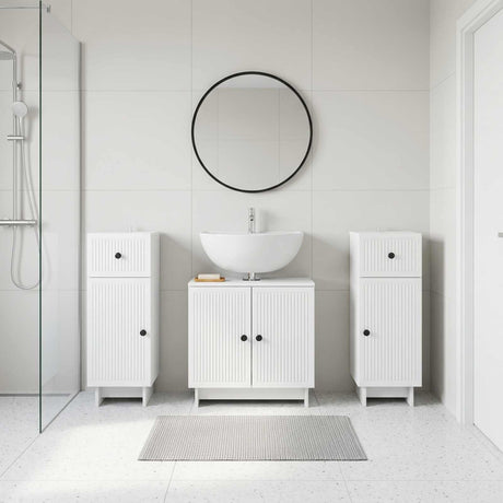 3 Piece Bathroom Cabinet Set EDE 3 pcs White 30 x 31 x 80 cm