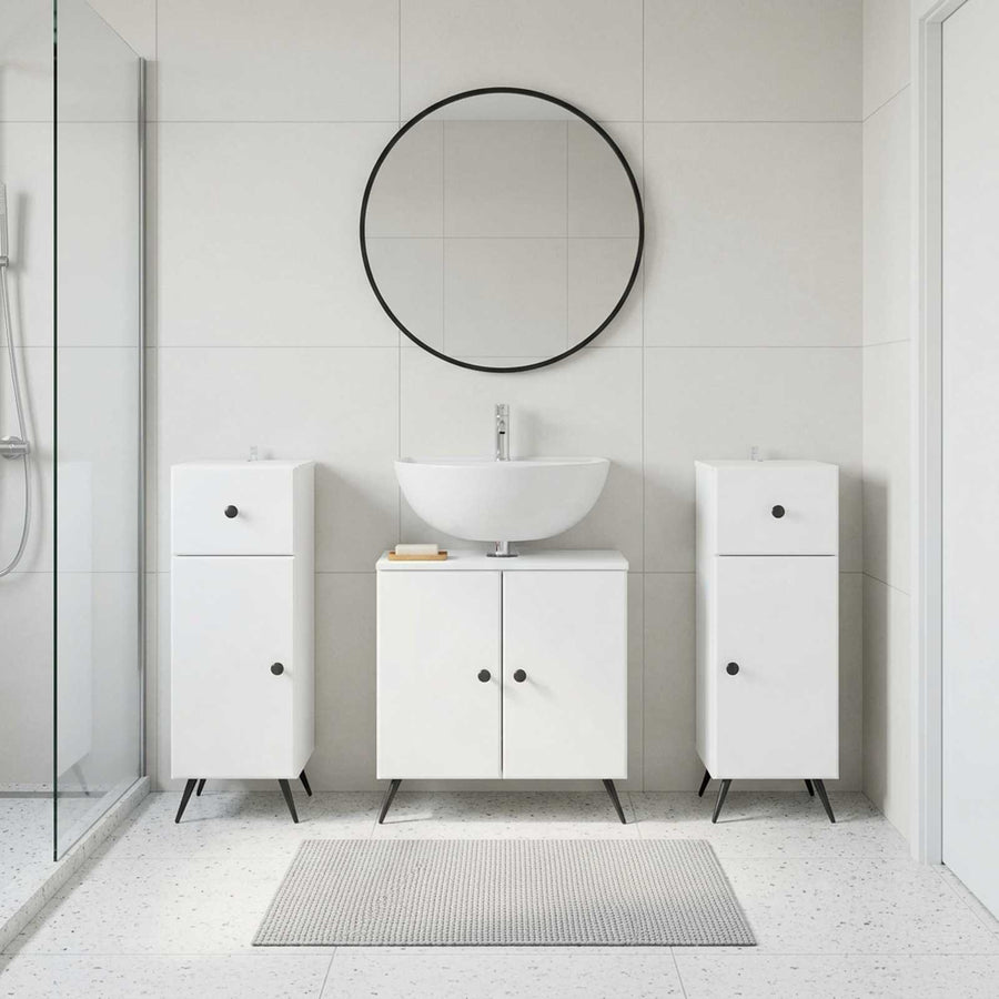 3 Piece Bathroom Cabinet Set BREDA 3 pcs White 30 x 31 x 80 cm