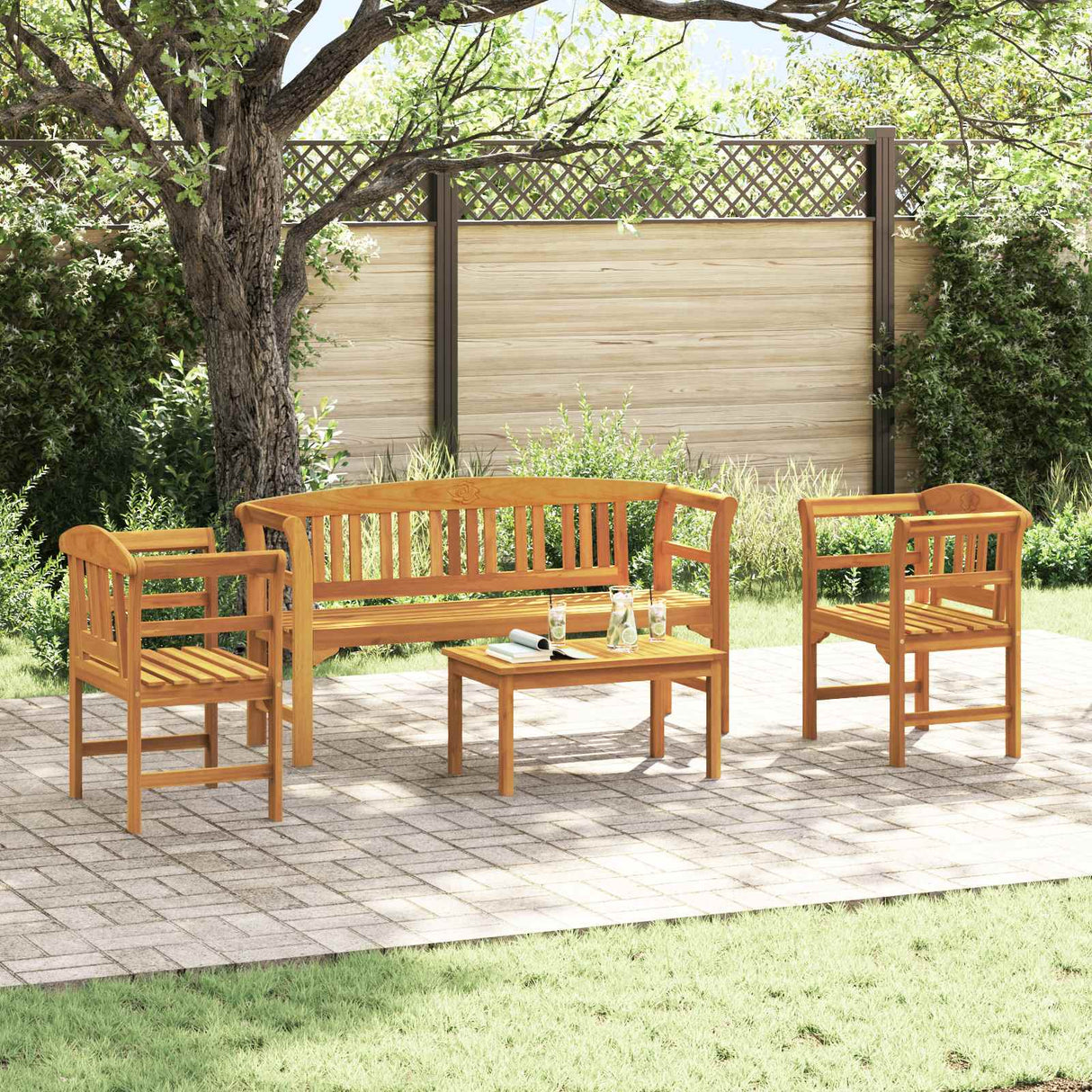 Garden Rose Lounge Set 4 pcs Solid Acacia Wood