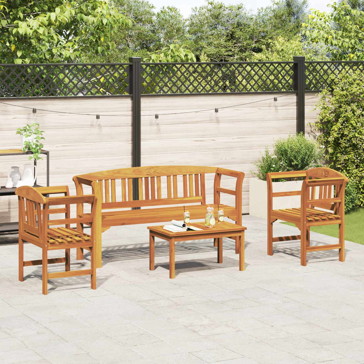 Garden Rose Lounge Set 4 pcs Solid Acacia Wood