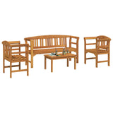 Garden Rose Lounge Set 4 pcs Solid Acacia Wood - Side View