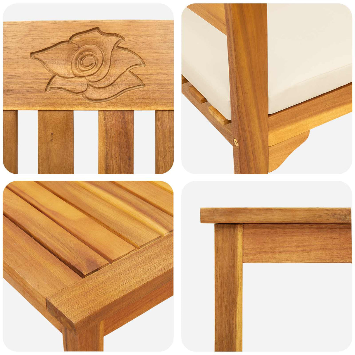Garden Rose Lounge Set with Cushion 4 pcs Solid Acacia Wood