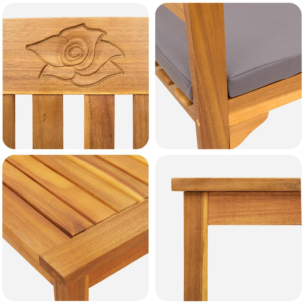 Garden Rose Lounge Set with Cushion 4 pcs Solid Acacia Wood