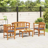 Garden Rose Lounge Set with Cushion 4 pcs Solid Acacia Wood